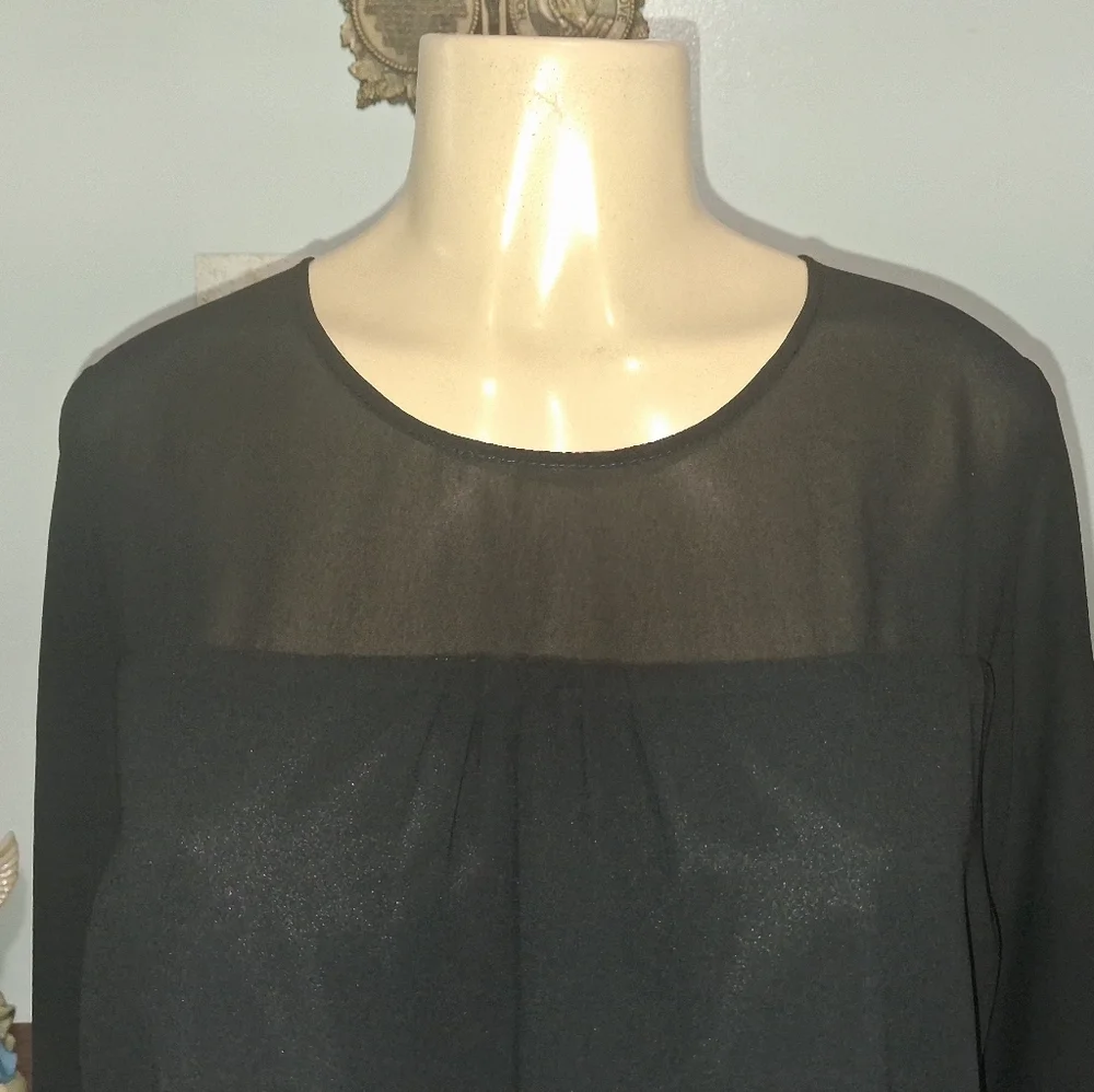 ANNA SCHOLZ NWT BLACK GEORGETTE TUNIC DRESS SZ 16 - Picture 2 of 6